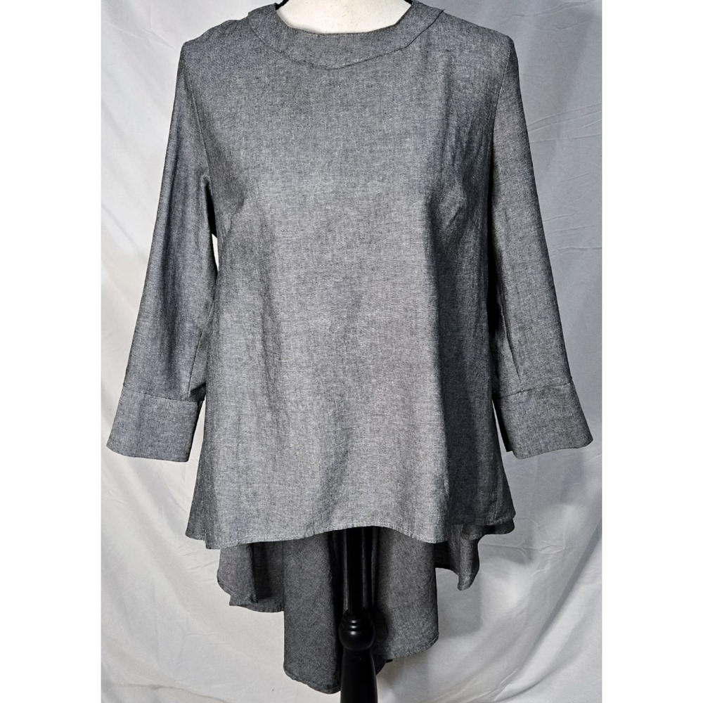 Vintage Gray High Low Hem Top Shirt Lagenlook Steampunk Unique 90s Y2K